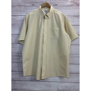 LL Bean Traditional Fit Cotton Button Down Shirt Yellow Striped Men’s